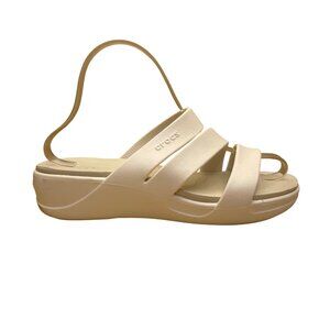 Crocs Women’s White LiteRide Comfort Strappy Slingback Sandals Size 7